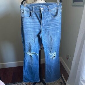 American Eagle Outfitters Women's Hi-Rise Artist Flare Jeans - Medium Blue